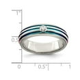 thumbnail image 4 of Bague Homme 6mm Titane Triple Rainure Saphir Blanc, 4 of 4