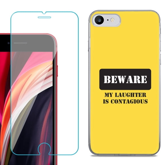 Slim-Fit Fashion Gel Phone Case for iPhone SE 2022, with Tempered Glass Screen Protector, by OneToughShield ® - Laughter