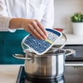 thumbnail image 4 of Blue Yellow Pot Holders for Kitchen Heatproof Potholder, 2 Pack Botanical Floral Motifs Wildflower Striped Hot Pads Multipurpose Oven Pads Cloth Potholders Trivet for Cooking and Baking, 4 of 8