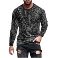 thumbnail image 2 of Blusas y camisas de manga larga con cuello redondo para hombre, blusas casuales de cuello redondo y manga larga, camisetas estampadas, blusas para hombre, 2 of 5