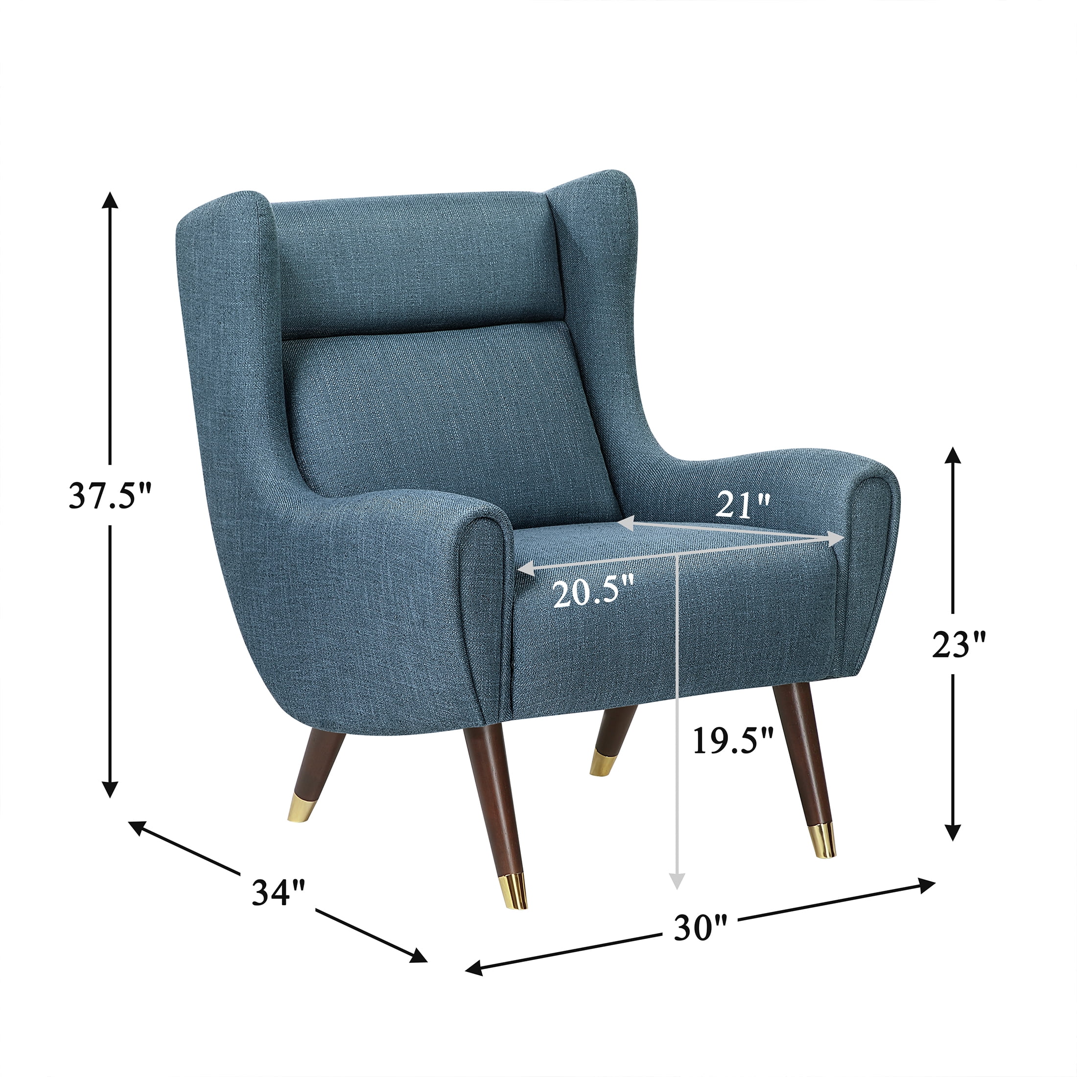 OakvillePark Calista Textured Fabric Wingback Accent Chair, Blue