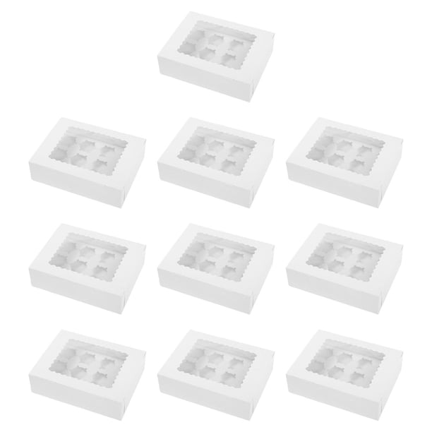 10 cajas para cupcakes, cajas de golosinas con capacidad para 12 cupcakes, recipientes para cupcakes, cajas de galletas para galletas, pasteles cartulina blanca