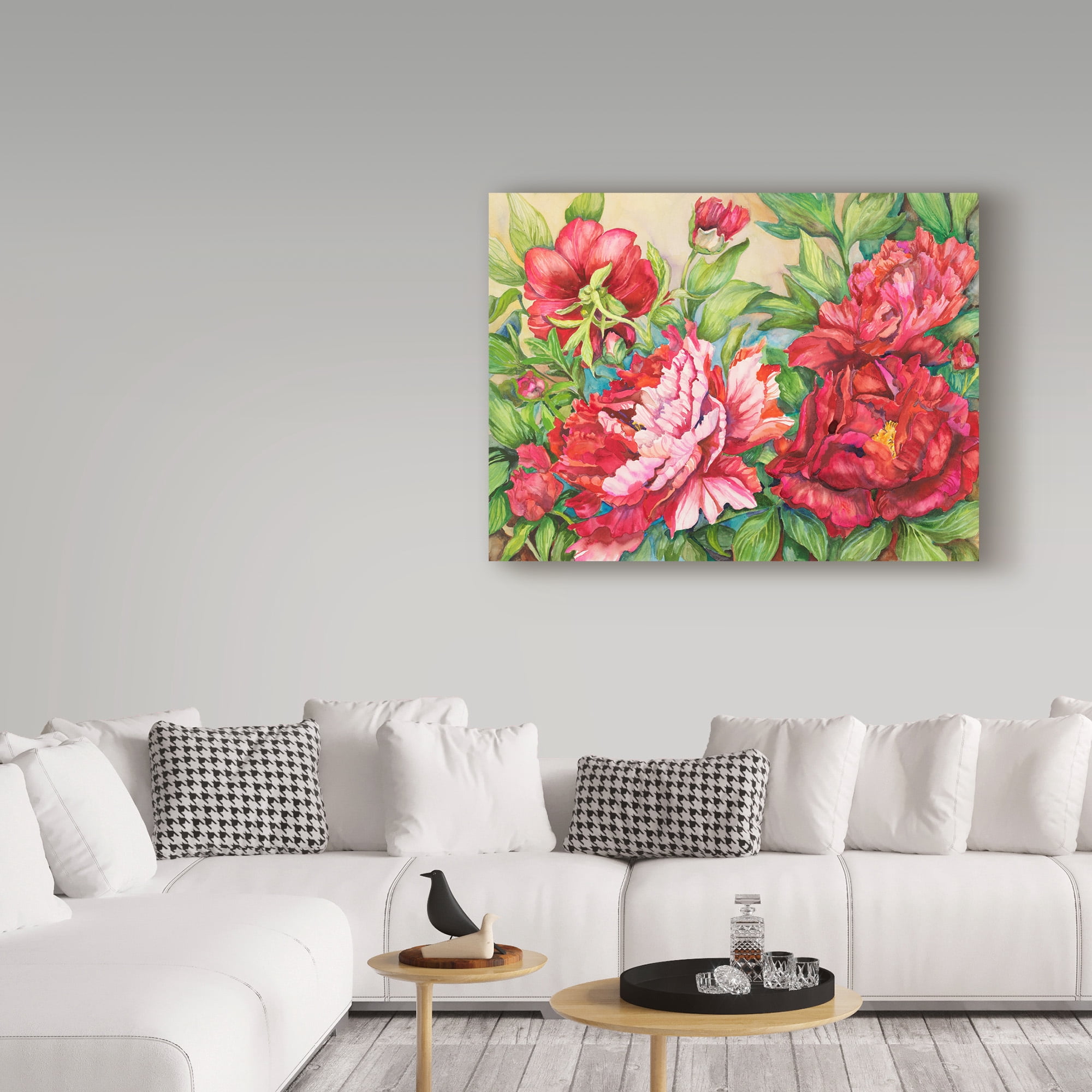 Trademark Fine Art 'Peonies In Shades Of Red' Canvas Art by Joanne Porter