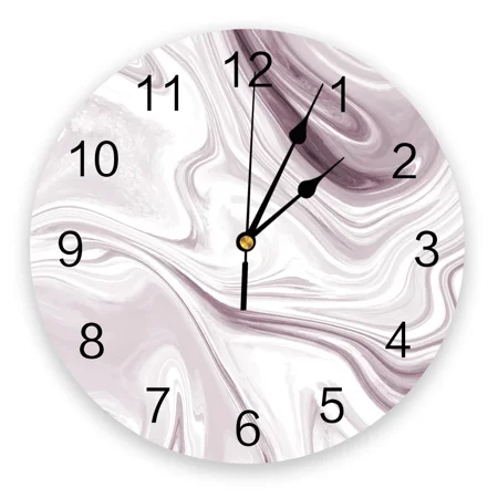 Art Design Marble 3d Wall Clock Modern Design Farmhouse Decor Kitchen Vintage PVC Round Clock Living Room Decoration(10 Inch)
