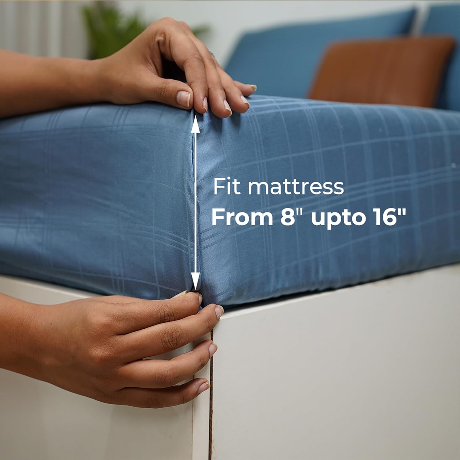 Earthy Threads Queen Sheet Set - 100% Organic Bamboo 4 Piece Set - Luxurious Silky & Soft - Cooling for Hot Sleepers - Hotel Luxury Bed Sheets - 16"inch Deep Pockets (Bahamas Blue Dobby)