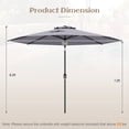 thumbnail image 3 of Costway Parasol de Marché Extérieur Robuste avec Mécanisme d'Inclinaison, Manivelle, 8 Nervures Robustes, Gris, 3 of 10