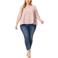 thumbnail image 2 of Agnes Orinda Women's Plus Size Mother's Day Babydoll Blouse Square Neck 3/4 Sleeve Floral Peplum Tops 4X Pink, 2 of 6
