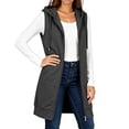 thumbnail image 5 of Diufon Womens Long Zip Up Hoodies Sleeveless Drawstring Hooded Sweatshirt Jackets Fall Winter Warm Waistcoat with Pockets, 5 of 8