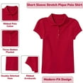 thumbnail image 5 of 5-Pack Girl's 3-Button Short Sleeve Stretch Pique Polo Shirts School Uniform (4-20), 5 of 5