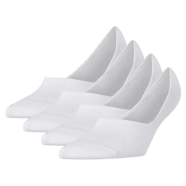 Burlington Calcetines para Mujer, paquete de 4 - Para todos los días IN, talón antideslizante, color sólido Blanco 35-36