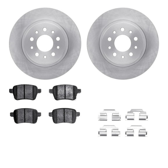 Dynamic Friction Company Rear Brake Rotors with 5000 Euro Ceramic Brake Pads includes Hardware 6612-07011