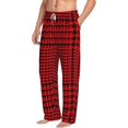 thumbnail image 2 of Balery Red Black Houndstooth print Men's Pajama Pants,Ultra Lightweight Pjs,Lounge Pant-X-Large, 2 of 9
