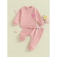 thumbnail image 2 of Bagilaanoe 2PCS Toddler Baby Girl Pants Set Flower Embroidery Long Sleeve Sweatshirt Tops + Sweatpants 3M 6M 12M 18M 24M 3T Kids Casual Sweatsuits, 2 of 9