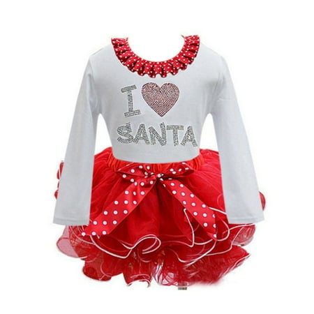 

BULLPIANO 1-6T Girls Christmas Layered Tutu Dresses Princess Little Girls Xmas Santa Claus Party Holiday Tulle Dress