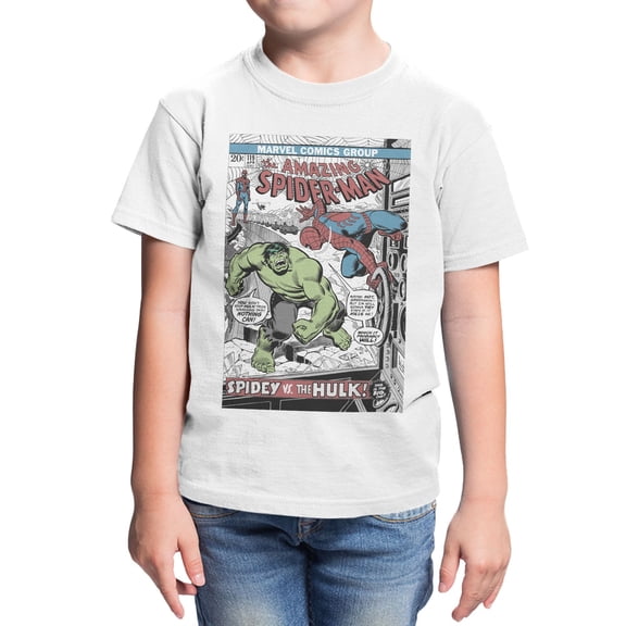 Marvel Spider-Man VS The Hulk Youth T Shirt (White, XS-XL)