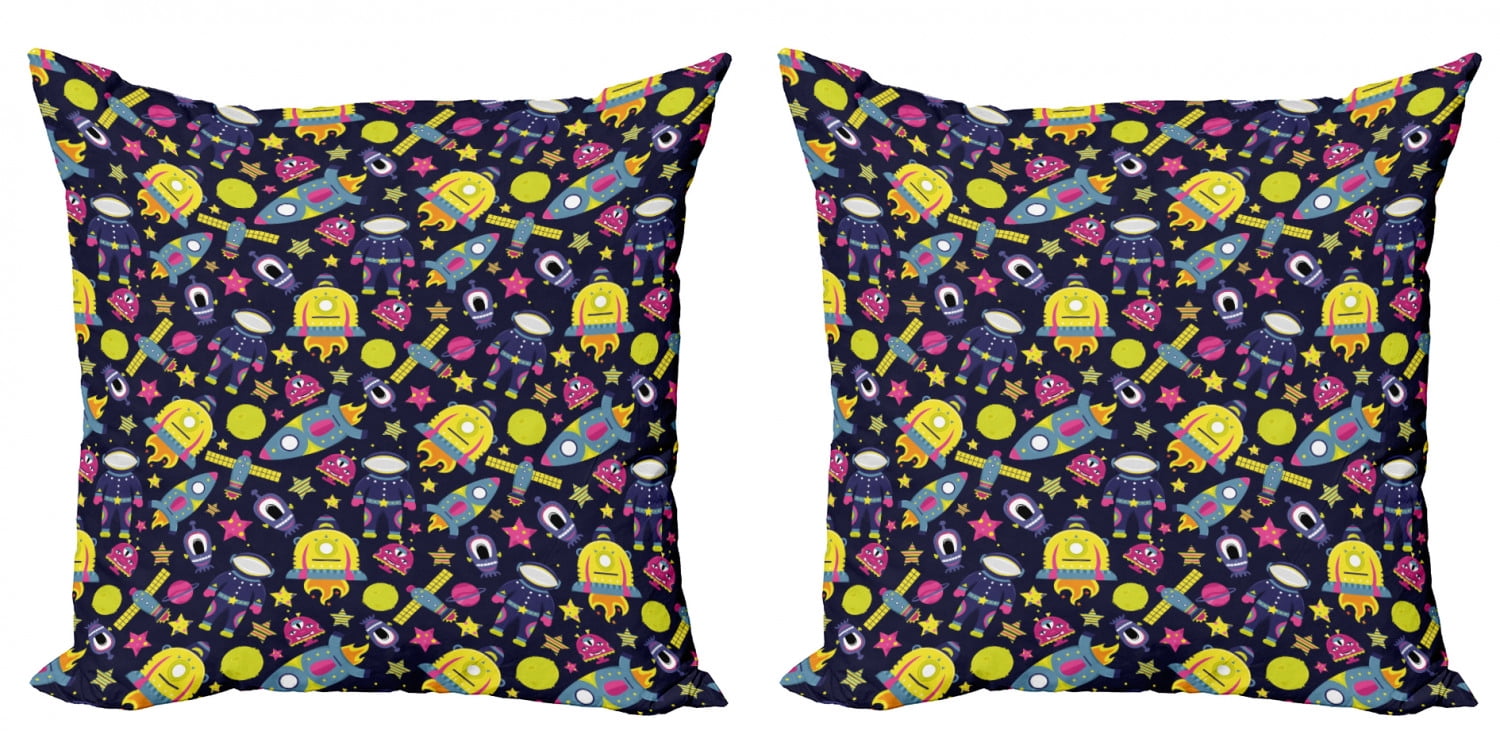 Alien Throw Pillow Cushion Cover Pack of 2, Vibrant Concept of ...