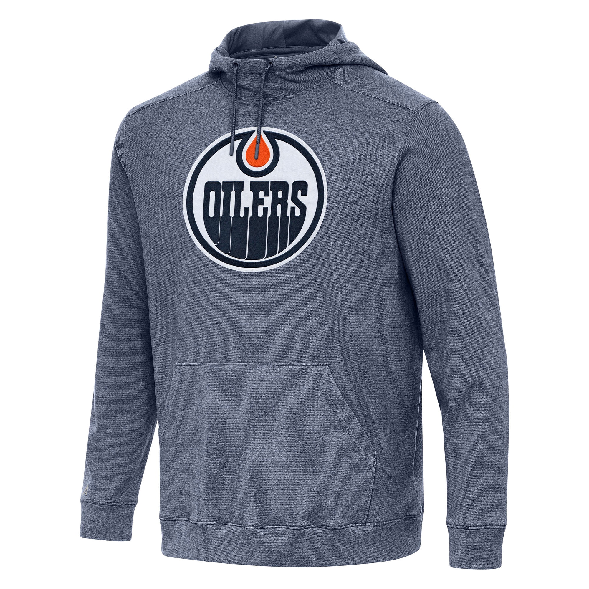 Men's Antigua Heather Navy Edmonton Oilers Cloud Pullover Hoodie