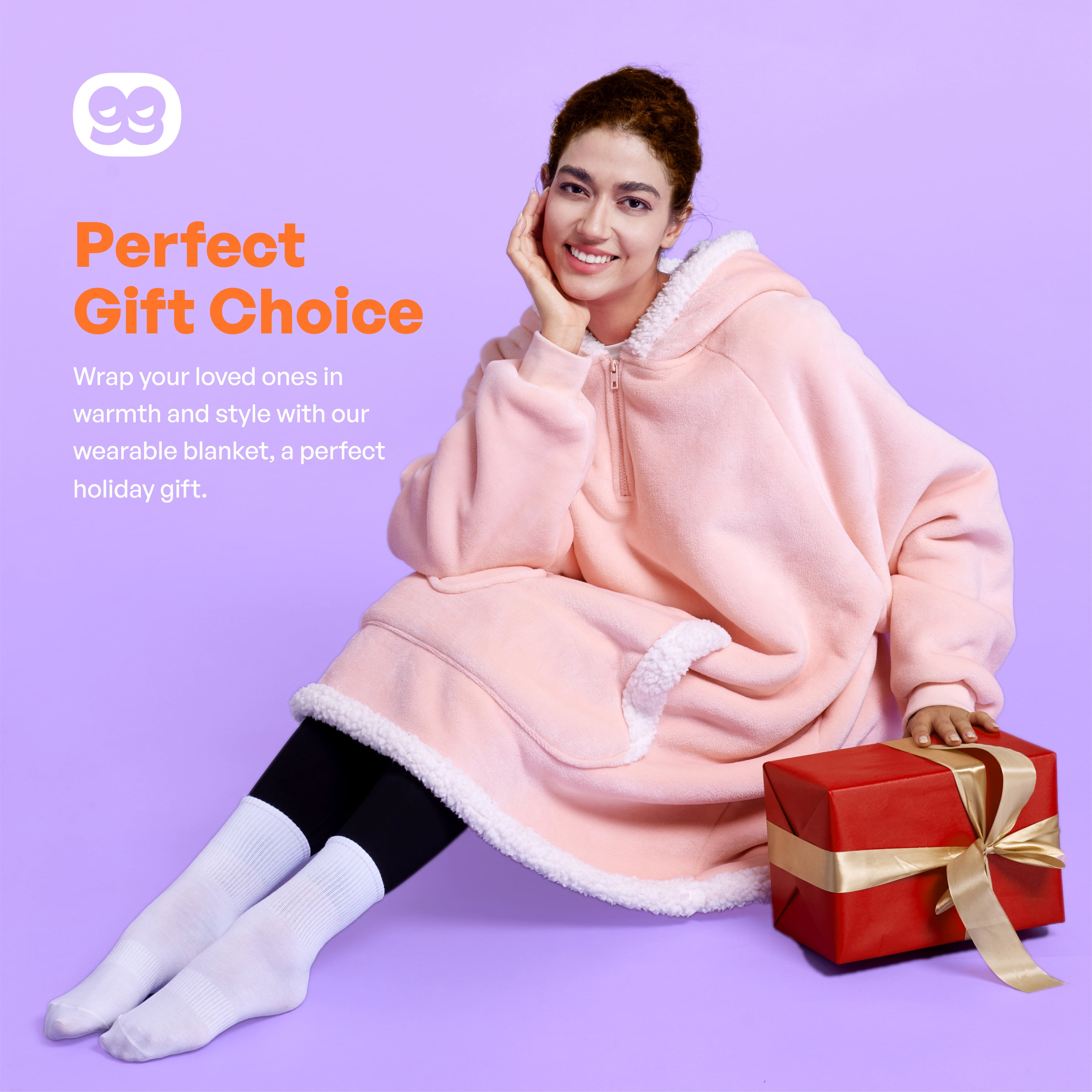 Joyfy Wearable Blanket Hoodie,Oversize Hoodie Fleece Sweatshirt Wearable Blanket for Women and Men,Clothing Gift for Women Men Mom Dad,Giant Hood Pocket and Sleeves for Adult(Pink,Standard)