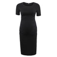 thumbnail image 5 of Askfv Women's Short Sleeve Maternity Dress Solid Color Ruched Pregnancy Clothes Dresses, 5 of 5