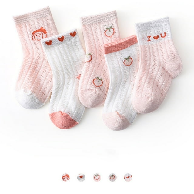 Girls Socks Floor Socks Summer Socks Cartoon Thin Breathable Autumn Cartoon Fashion 5Pcs Clothes