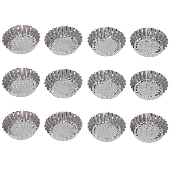 Juego de moldes para tarta de huevo de acero inoxidable, 12 moldes redondos para pasteles, Ideal para hornear en cocina y pastelería