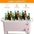 thumbnail image 4 of 80 Quart Cooler with Wheels, Portable Patio Party Bar Outdoor Cooler Cart, with Shelf, Beverage Pool and Bottle Opener, Pink, 4 of 9