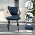thumbnail image 4 of Ainfox 5-Piece Patio Bistro Furniture Set,Outdoor Wicker Rattan Chat Conversation Set for Porch,Balcony,Backyard,Apartment,Balcony,Square Tempered Glass Coffee Table,Grey/Blue, 4 of 6