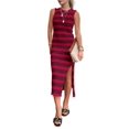 thumbnail image 1 of Vestido PRETTYGARDEN Midi a Rayas Sin Mangas Vino XL, 1 of 5