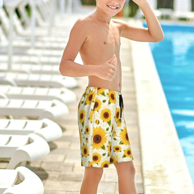 Kuilepa European style Pattern Sunflower A Pattern Teen Boys Swim Trunks Quick Dry Swimwear Beach Board Shorts with Mesh Lining 7 20T Walmart