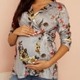 thumbnail image 4 of Womens under $10 2026 ! asdoklhq Maternity Clothes for Women,Autumn Maternity V-neck Flowers Printing Long Sleeve Housewear Pregnant Tops, 4 of 7