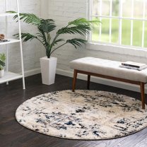 Unique Loom Tucson Collection Area Rug - Sonora (5' Round Ivory/Black)