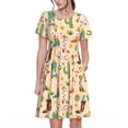 thumbnail image 1 of Fotbe Robe Motif Chaussures Occidentale Américaines Groovy Décontractée Mode Femme Manches Courtes Robe Maxi T-Shirt Robe Longue Rayée à Blocs de Couleur, 1 of 6