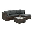 thumbnail image 4 of JONPONY Patio Furniture, Outdoor Sofa, All-Weather PE Wicker Furniture, 5 Set Wicker Furniture With Tempered Glass Coffee Table, Grey, 4 of 12