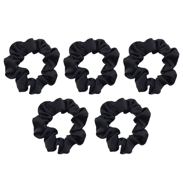 Scrunchie de raso negro, scrunchie de raso para niñas | Lindo coletero de raso