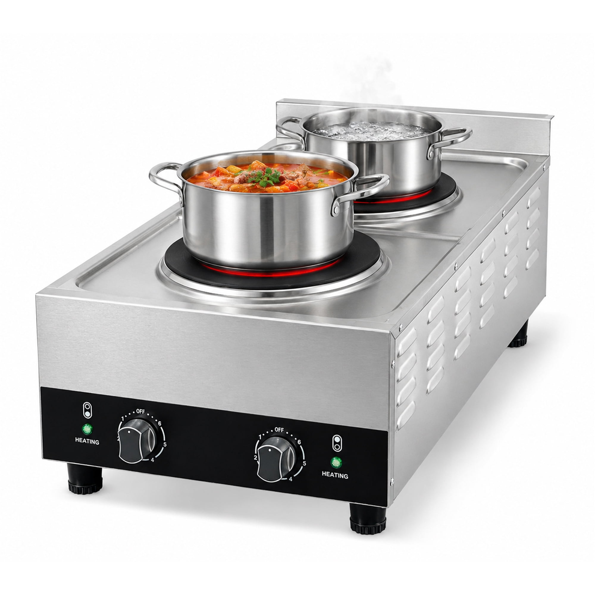 Cooler Depot NSF Commercial Heavy-Duty Two-Burner Electric Hot Plate with Independent Temperature Controls