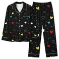 thumbnail image 2 of HaoXianJian 2 Pack Womens Pajama s Long Sleeve with Long Pajama Pant V-neck Soft Sleepwear Heart Printed Pjs Loungewear s Plus Size 2X 3X, 2 of 7