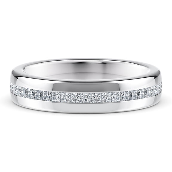 Men’s Princess Cut 0.85 CT Moissanite Band in 14K White Gold Plating – Elegant Wedding Ring