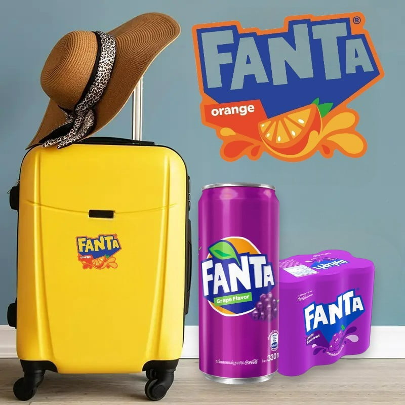 6 Pack Fanta Grape Drink Soda, 330ml Can, Sparkling Fruit Flavored Soft Drink, Refreshing Purple Grape Soda - With FANTA Sticker