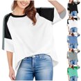 thumbnail image 1 of Fanxing T-Shirt à Manches Courtes Surdimensionné pour Femmes, T-Shirts Graphiques à Blocs de Couleur Tendance, Col Rond Décontracté, Hauts d'Été Verts, m, 1 of 8
