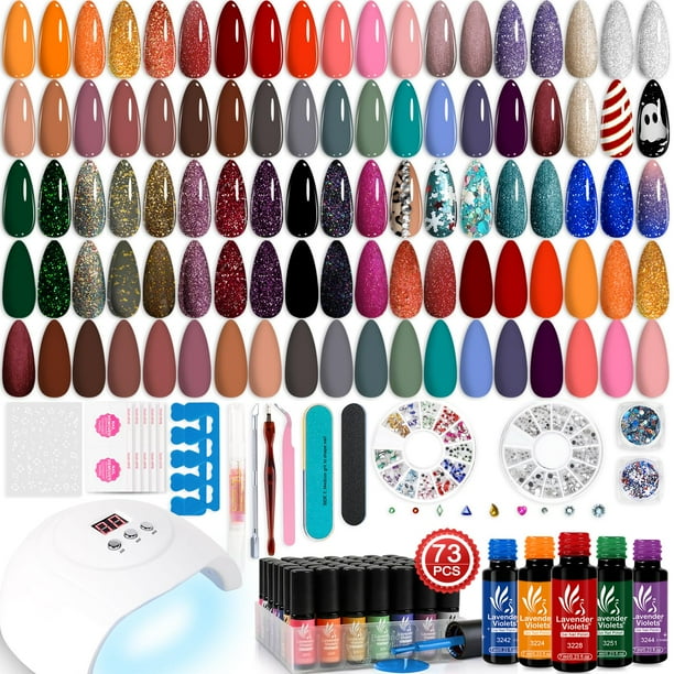 Kit de esmaltes de uñas en gel Lavender Violets, 73 unidades con luz UV