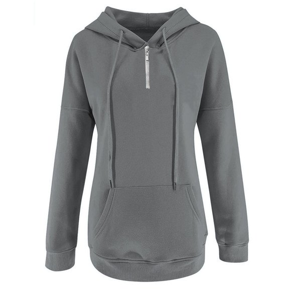 HJYCHN Women Pullover Hoodie Long Sleeve Casual with Pocket Comfortable for Loungewear Grey XL