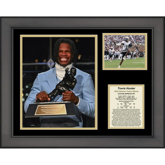 Framed Travis Hunter Colorado Buffaloes 2024 Heisman Trophy Winner 11"x14" College Football Three Photo Collage