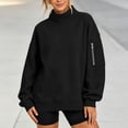 thumbnail image 5 of Mifsaly Womens Mock Neck Sweatshirt Oversized Drop Shoulder Pullover Sweatshirts with Sleeve Zipper Pocket Black,L, 5 of 7