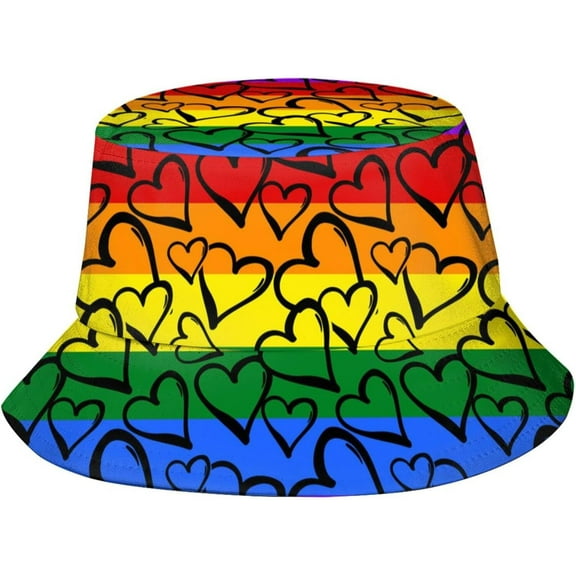 Rainbow LGBT Bucket Hats Fashion Gay Pride Sun Cap Packable Outdoor Fisherman Hat for Women Men