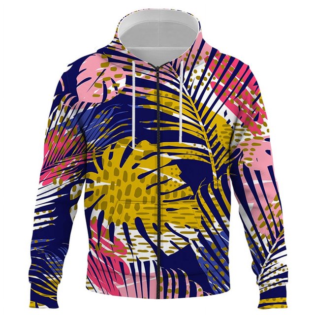 Mode Hommes Sweat à Capuche Décontracté à Fermeture Éclair Printemps et Automne Chandails en Molleton Oversize Veste Motif Abstrait