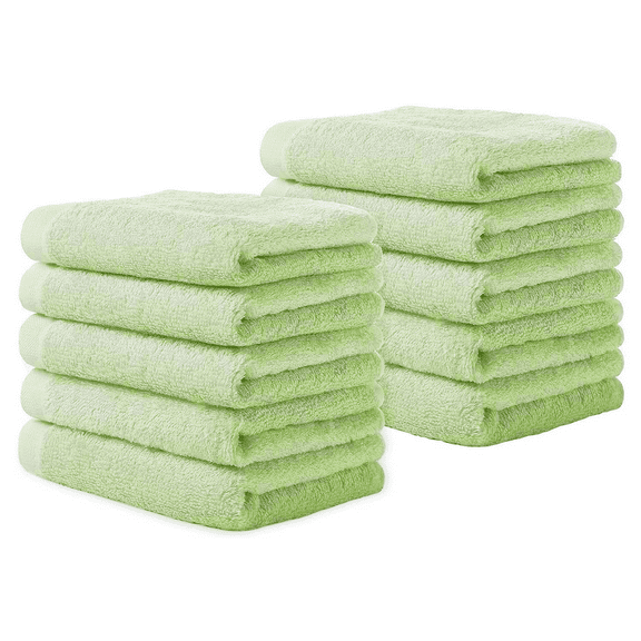 Fymlhomi Solid Print Bamboo Towels & Washcloths, Green, 10 Count