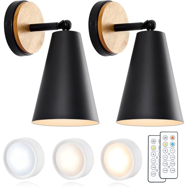 MANXING Battery Operated Wall Sconce, Remote Control Battery Operated