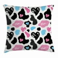 thumbnail image 1 of Cow Print Throw Pillow Cushion Cover, Lovely Cow Hide with Cute Hearts Moo Barnyard Love Abstract Design, Decorative Square Accent Pillow Case, 18 X 18 Inches, Pale Pink Black White, by Ambesonne, 1 of 2