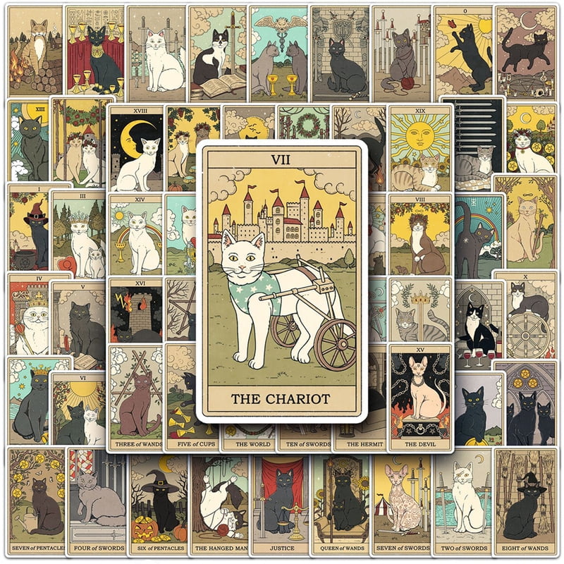 10/30/78PCS Vintage Classic Cat Style Tarot Stickers Funny Decoration Decals Toy Gift PVC DIY Laptop Suitcase Guitar Skateboard