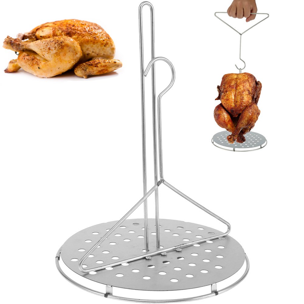 Support à Poulet/dinde Vertical En Acier Inoxydable Pour Barbecue Et Fumoir - Rôtissoire Grillade - 17x17x11 Cm